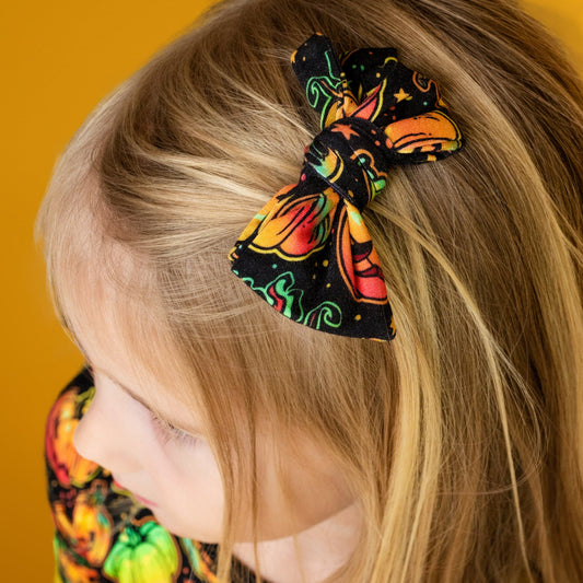 Halloween | Spooky Pumpkins | Toddler Bamboo Clip on Bow