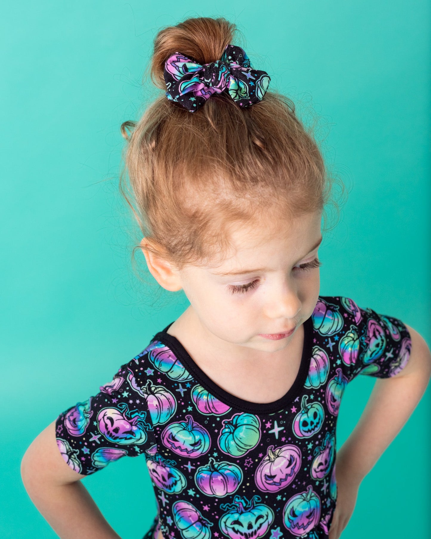 Halloween | Starlight Pumpkins | Toddler Bamboo Clip on Bow