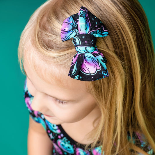 Halloween | Starlight Pumpkins | Toddler Bamboo Clip on Bow