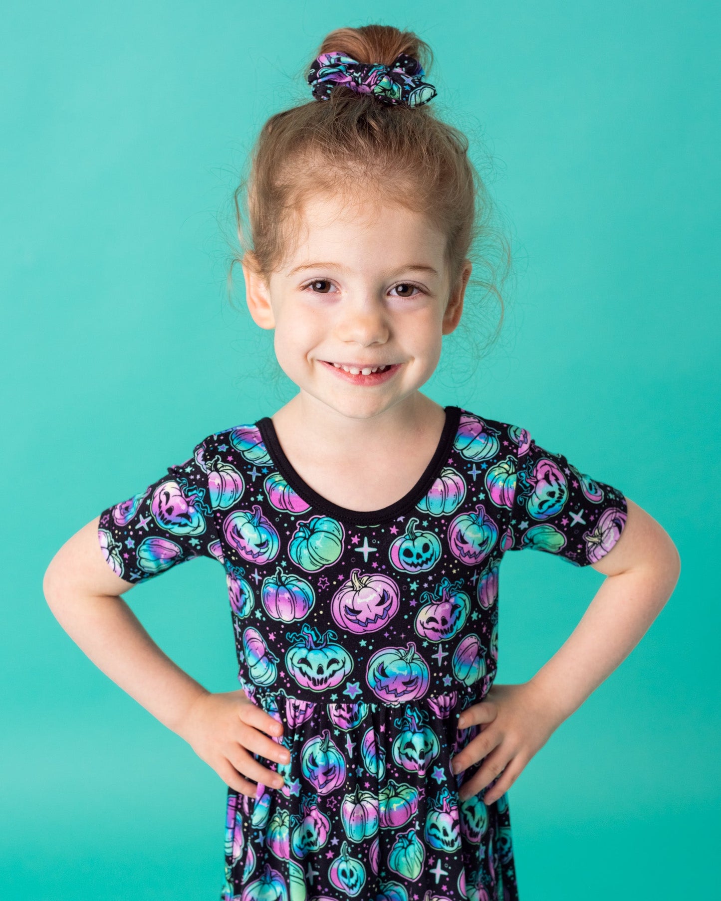 Halloween | Starlight Pumpkins | Toddler Bamboo Clip on Bow