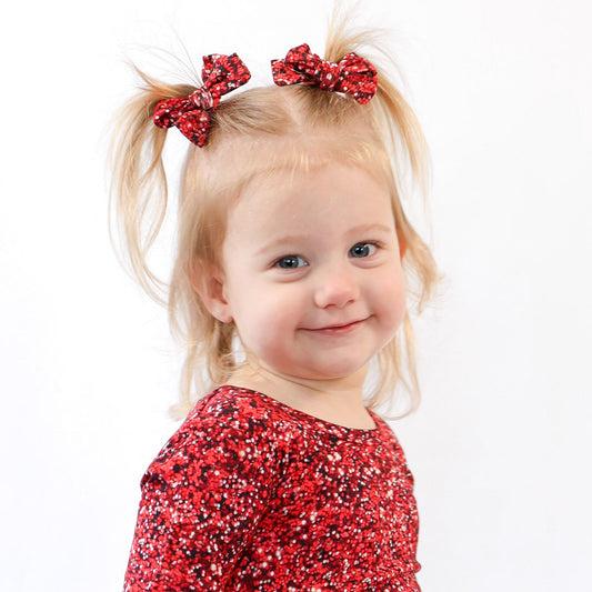 Ruby Shimmer | Baby Bamboo Clip on Bow Set