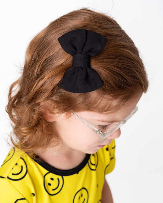 Black | Bamboo Small Clip on Bow