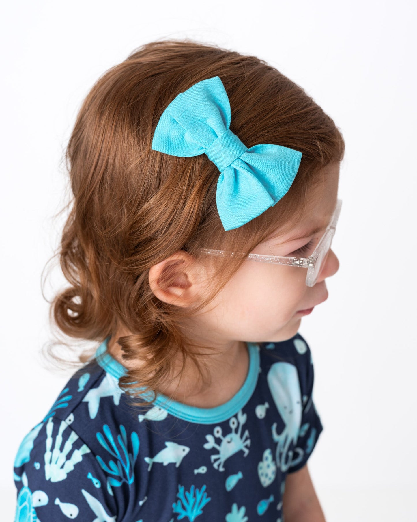 Ocean Blue | Bamboo Small Clip on Bow
