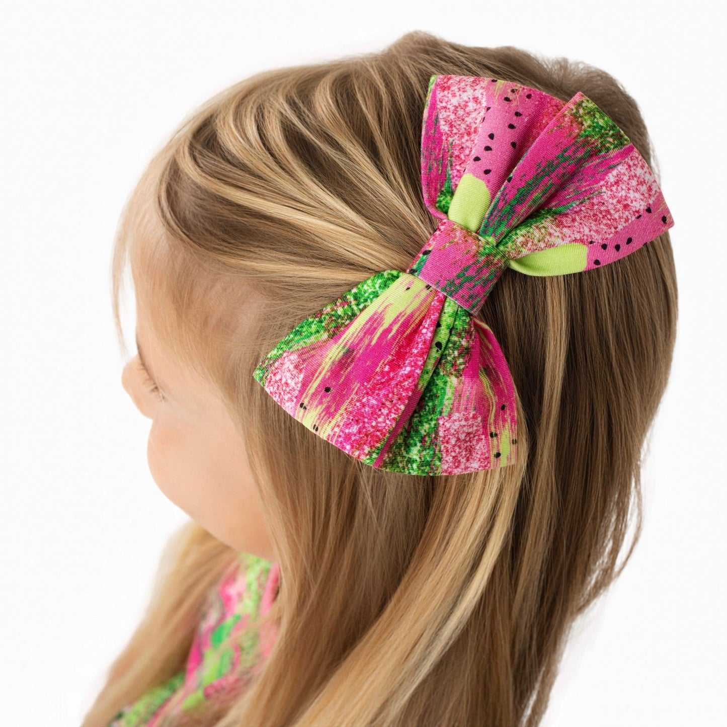 Watermelon Glitter | Large Clip Bow