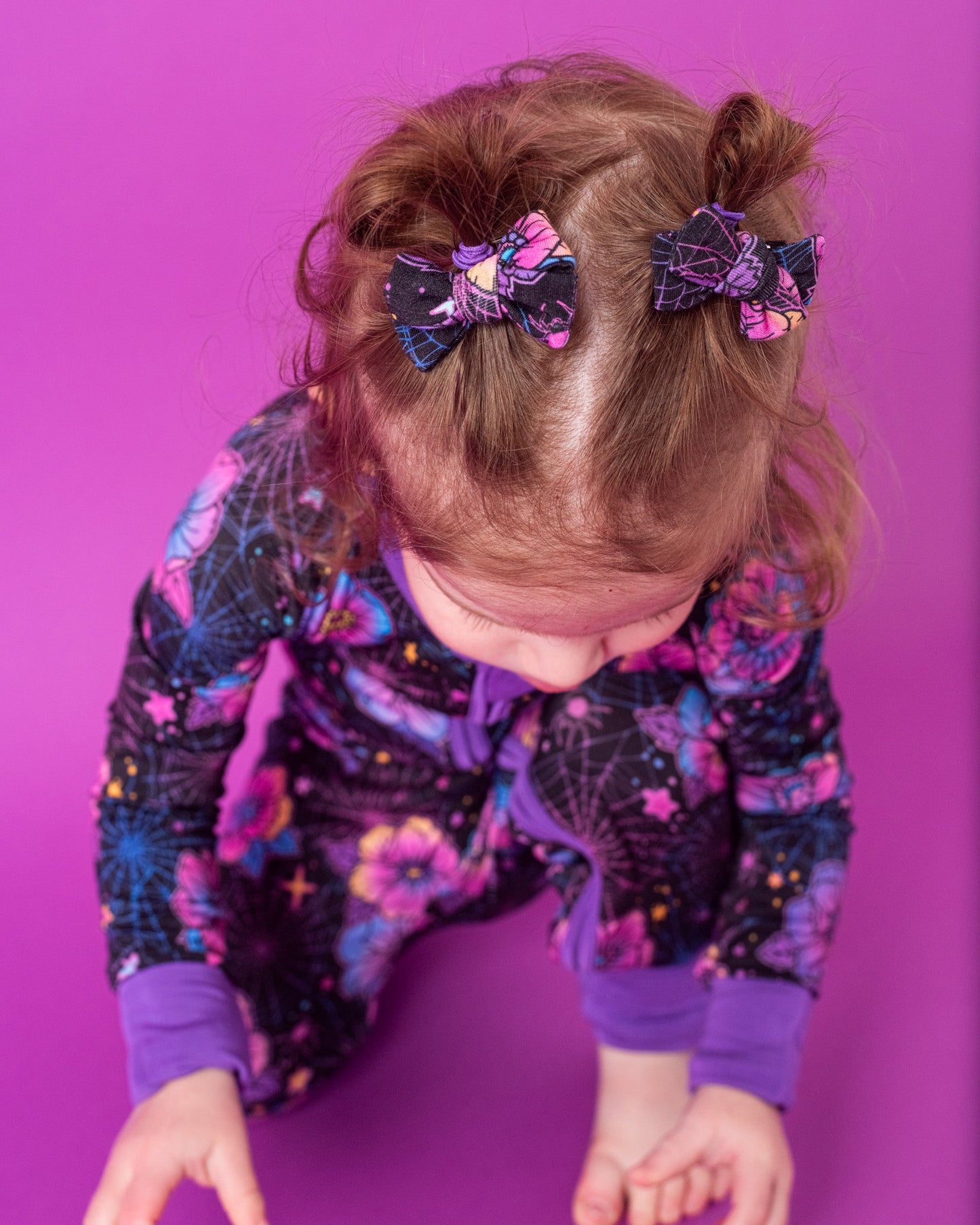 Halloween | Violet Webs | Baby Bamboo Clip on Bow Set