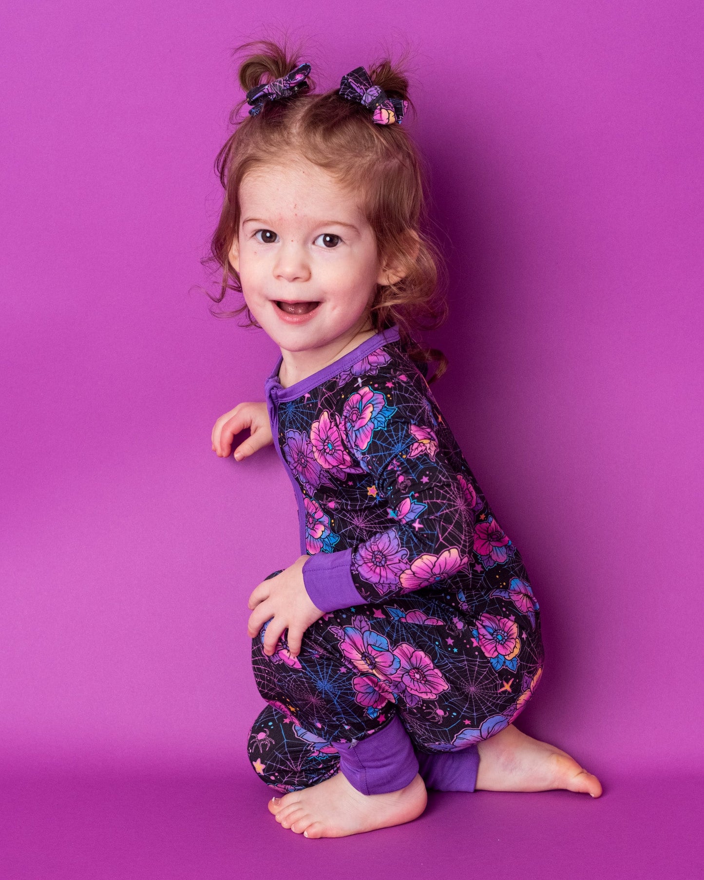 Halloween | Violet Webs | Baby Bamboo Clip on Bow Set