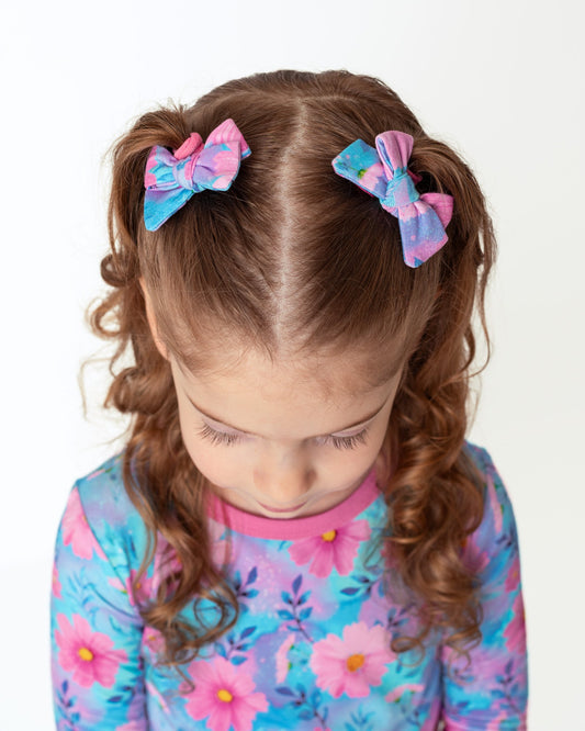 Dreamy Cosmos | Baby Bamboo Clip on Bow Set