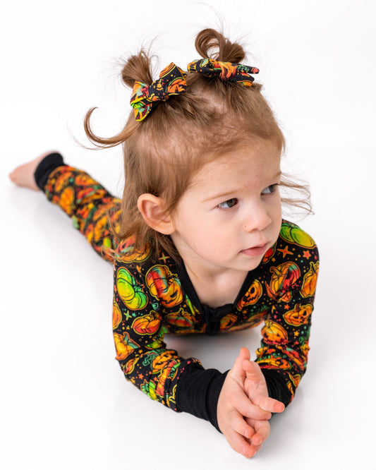 Halloween | Spooky Pumpkins | Baby Bamboo Clip on Bow Set