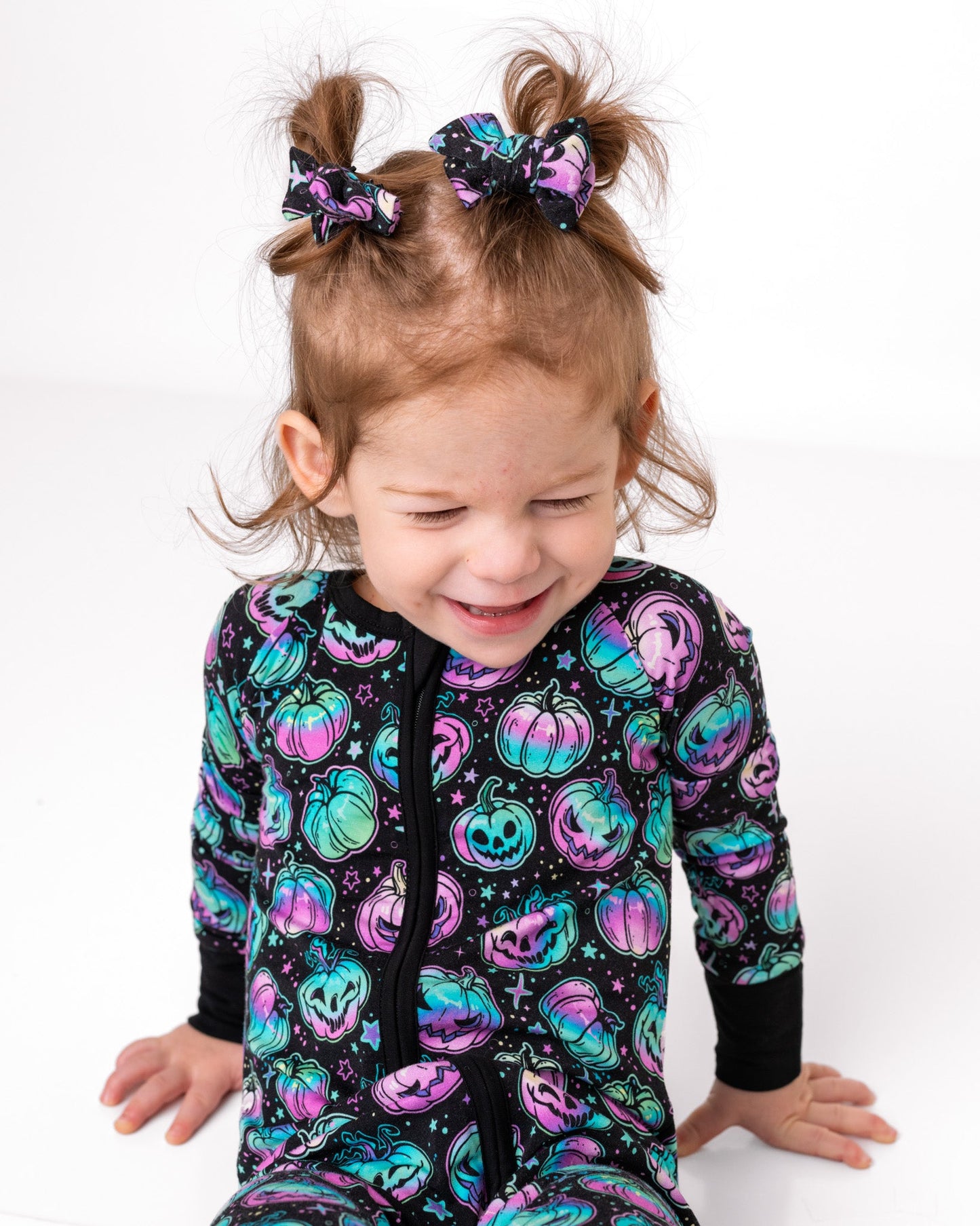Halloween | Starlight Pumpkins | Baby Bamboo Clip on Bow Set