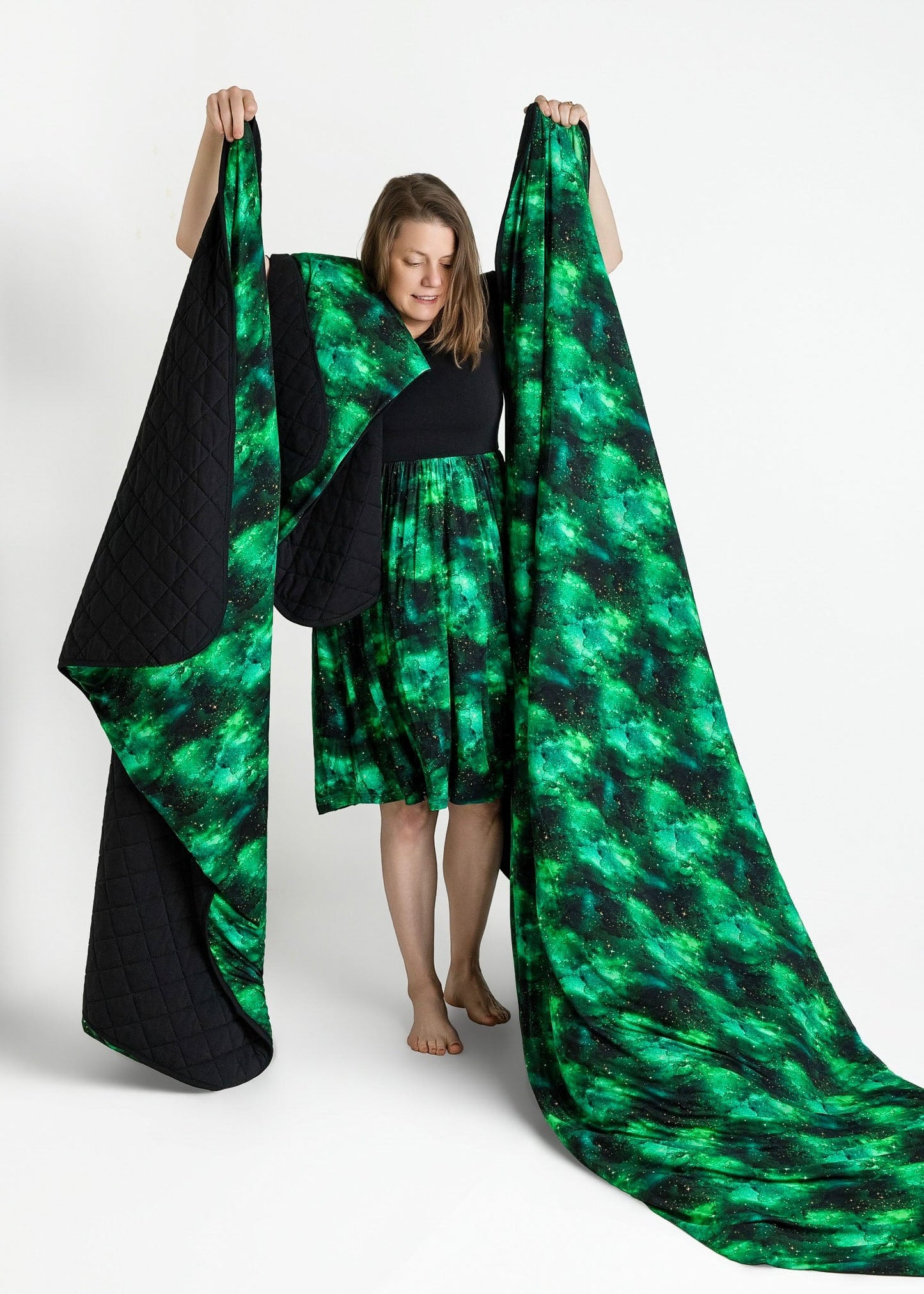 Wicked Cute | Green Galaxy Elixir | Bamboo Quilted Adult Blanket
