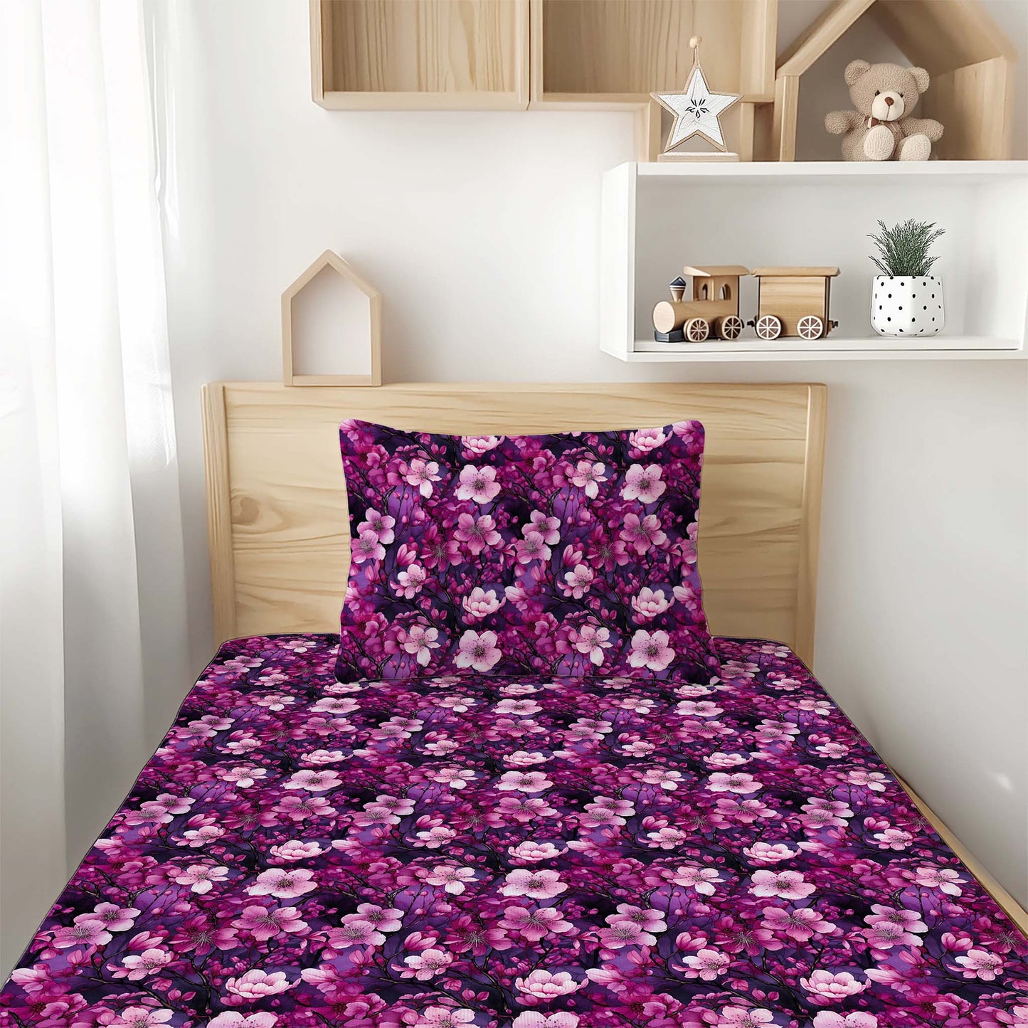 Cherry Blossoms | Bamboo Twin Fitted Sheet & 1 Pillowcase