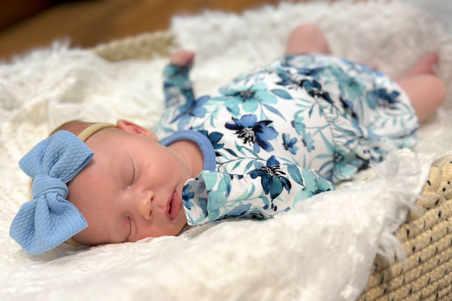 Azure Petals | Bamboo Baby Bodysuit Dress