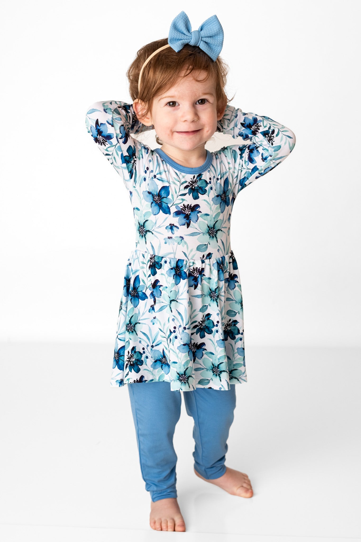 Azure Petals | Bamboo Baby Bodysuit Dress
