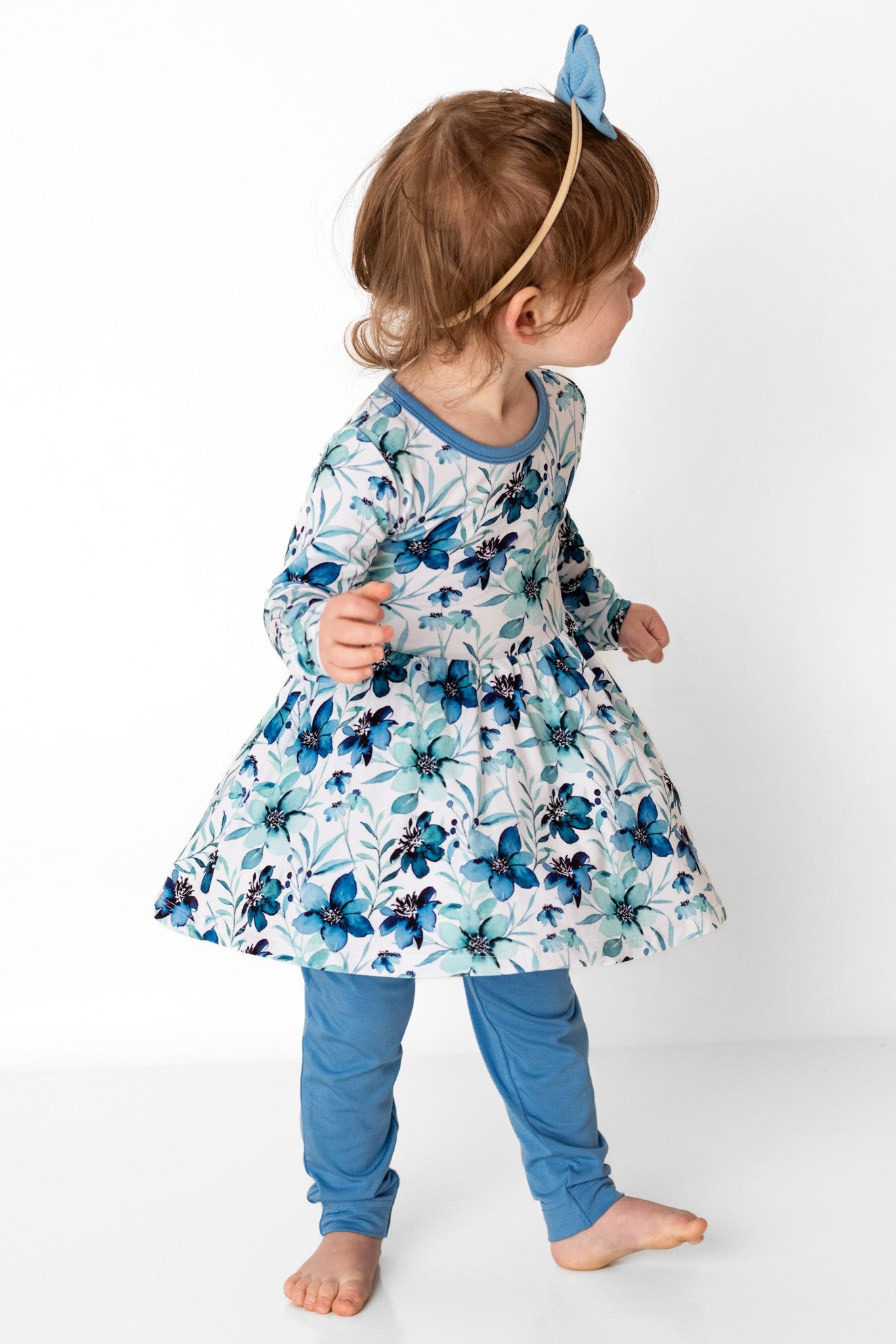 Azure Petals | Bamboo Baby Bodysuit Dress
