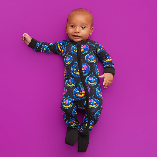Halloween | Jack-O’-Lanterns | Convertible Bamboo Zipper Baby Pajamas