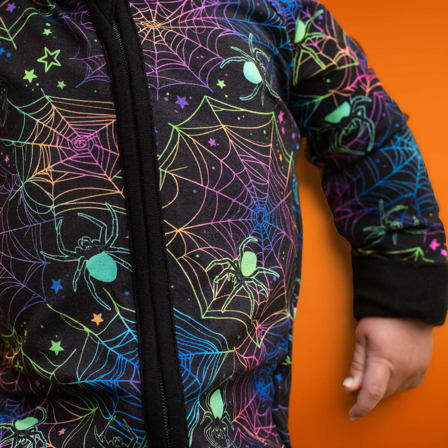 Halloween | Spooky Webs | Convertible Bamboo Zipper Baby Pajamas