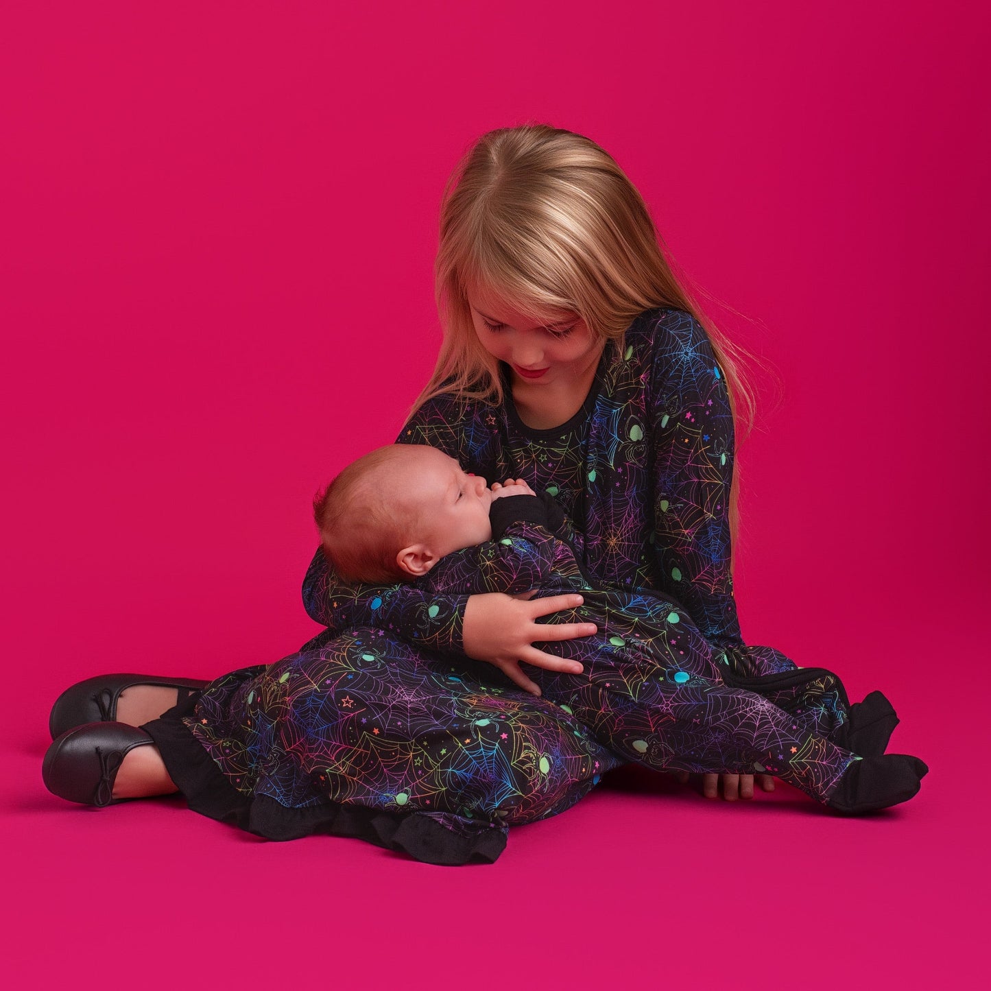 Halloween | Spooky Webs | Toddler & Girls Bamboo Ruffle Twirl Dress