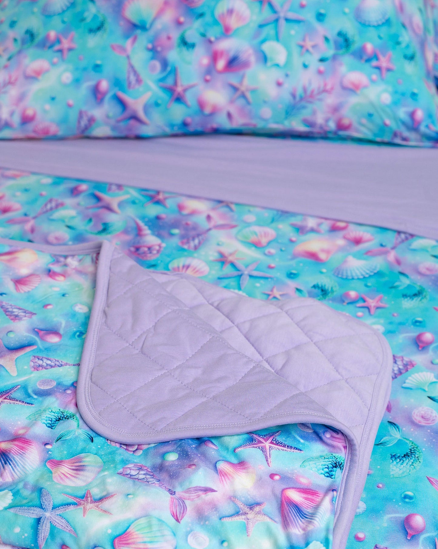 Magical Mermaid Shells | Mini Quilted Bamboo Baby Blanket