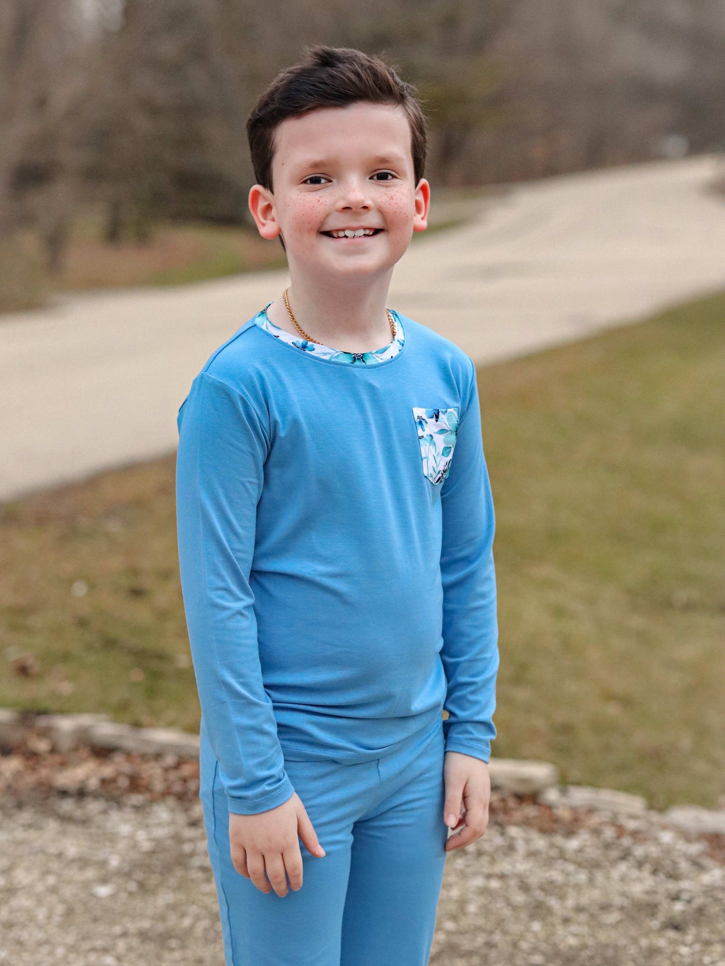 Steel Blue | Bamboo Toddler & Kids Pocket T-Shirt