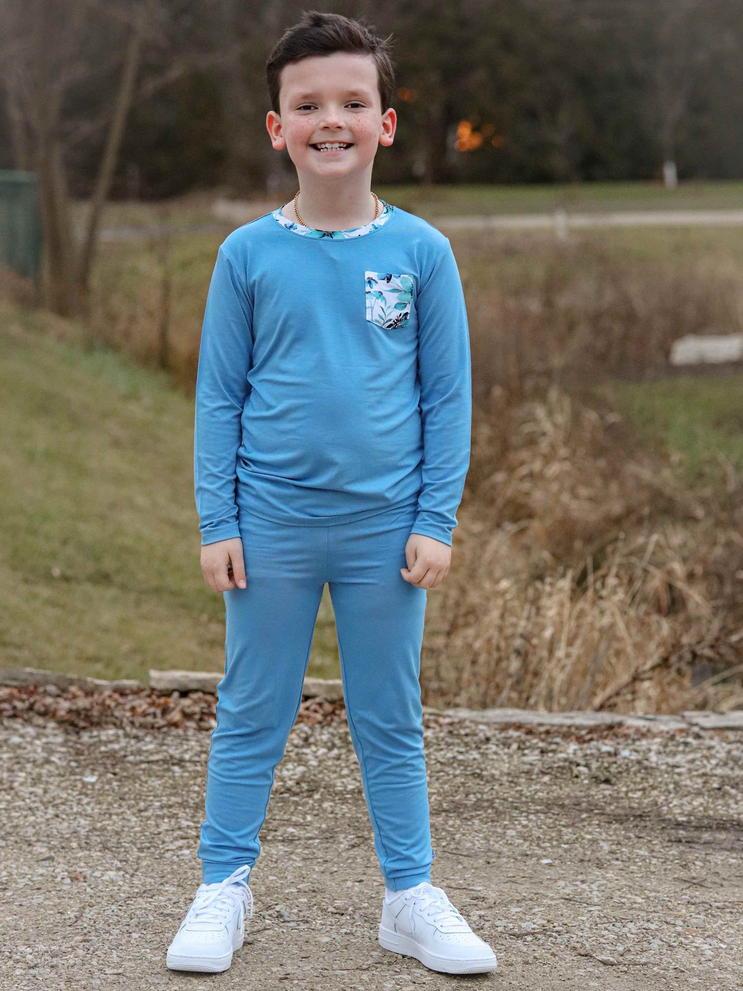 Steel Blue | Bamboo Toddler & Kids Pocket T-Shirt