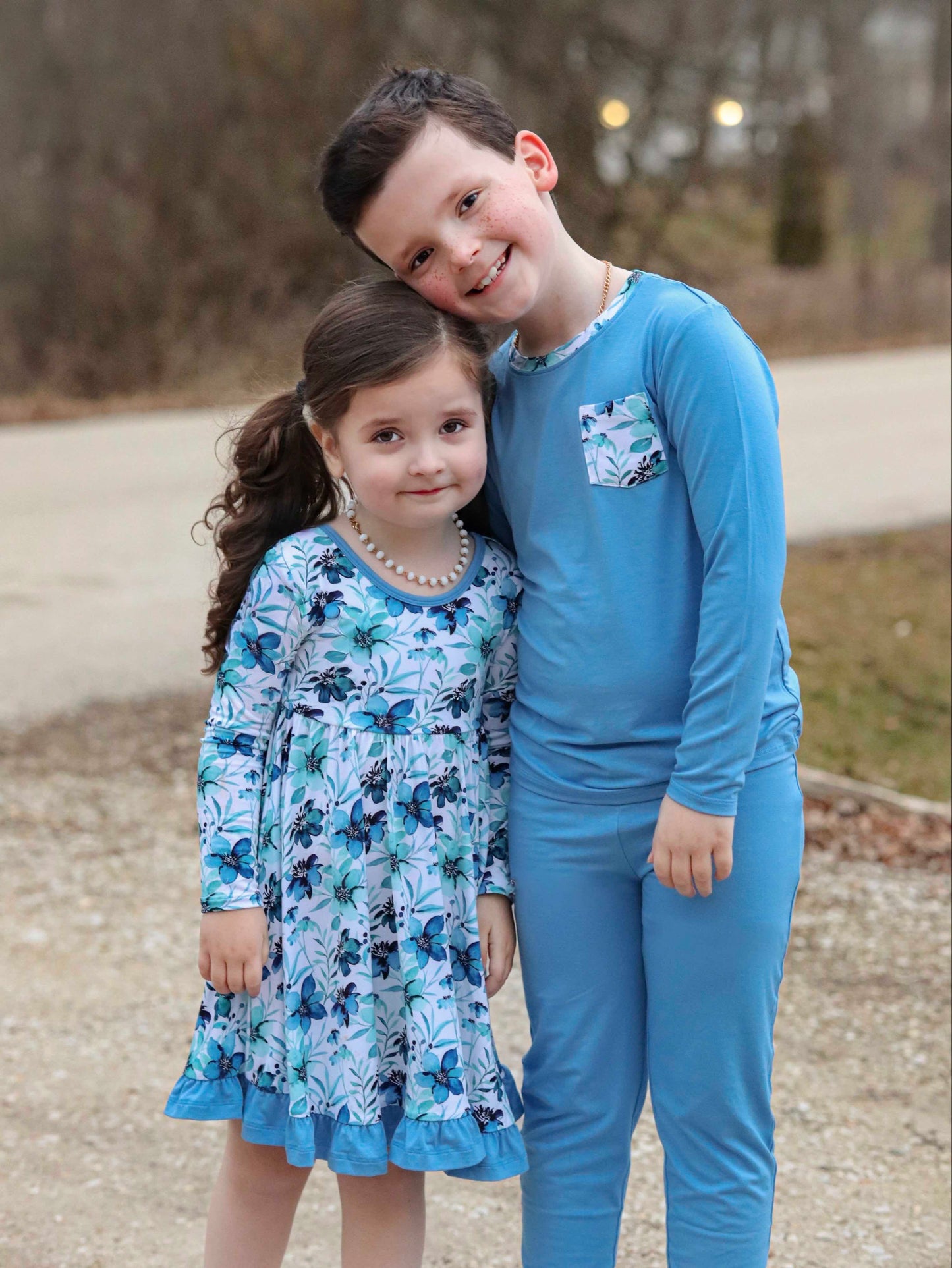 Azure Petals | Bamboo Ruffle Twirl Dress