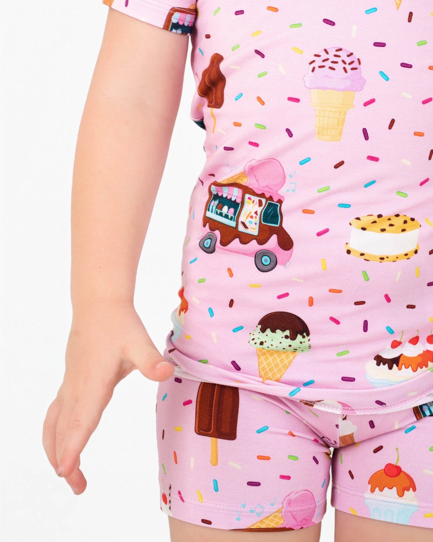 Strawberry Ice Cream | Two-Piece Bamboo Short Sleeve Toddler & Kids Set