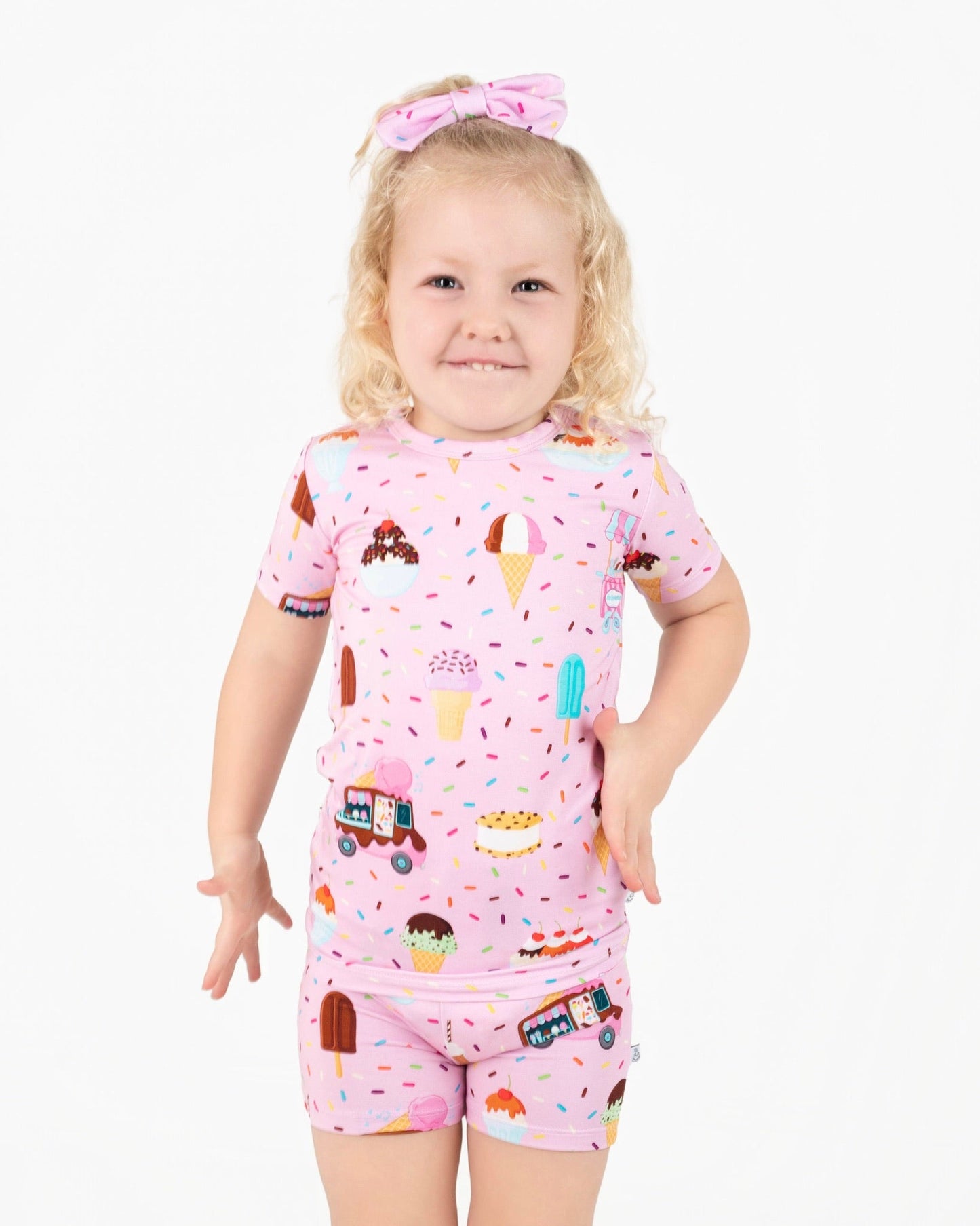Strawberry Ice Cream | Two-Piece Bamboo Short Sleeve Toddler & Kids Set