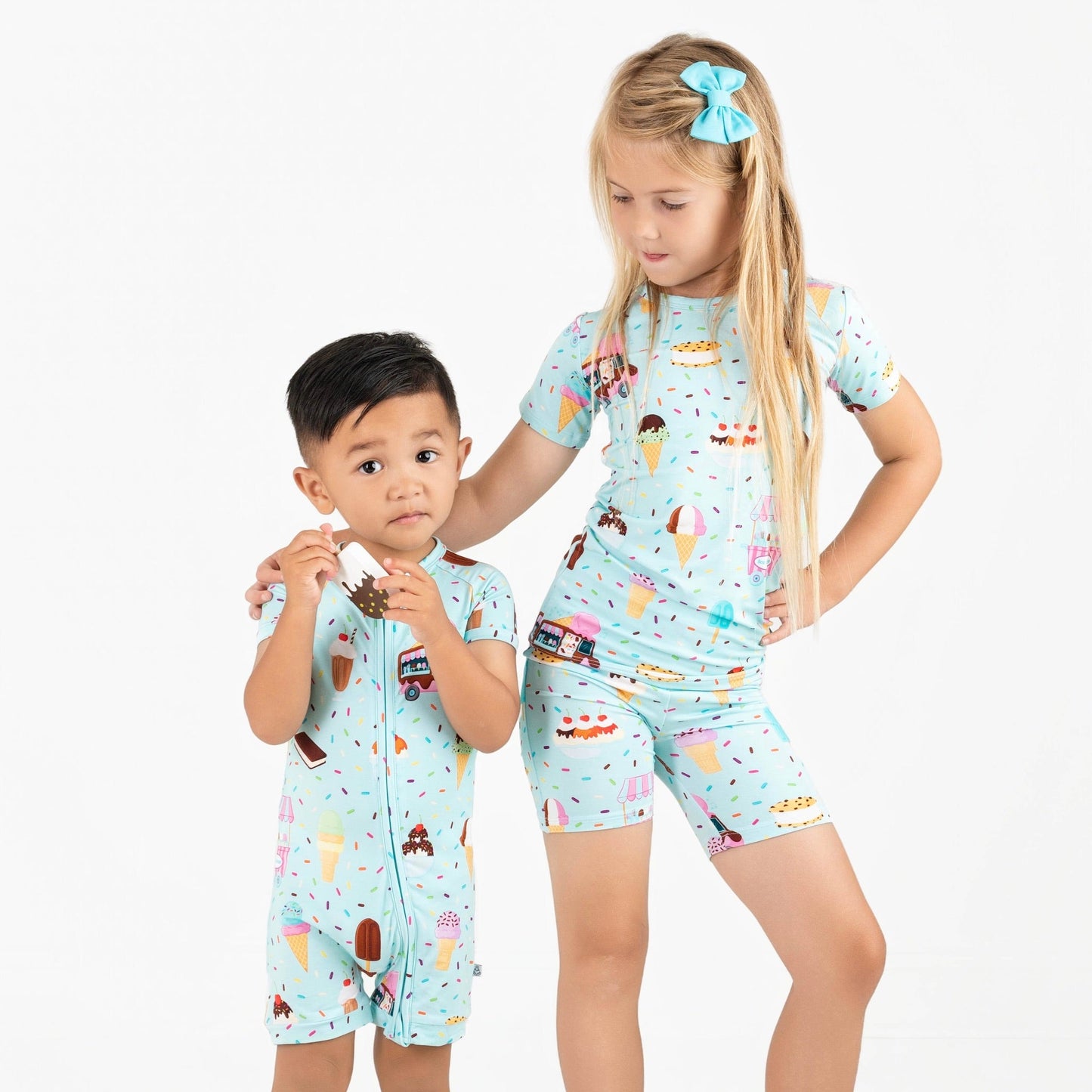 Cotton Candy Ice Cream | Two-Piece Bamboo Short Sleeve Toddler & Kids Set