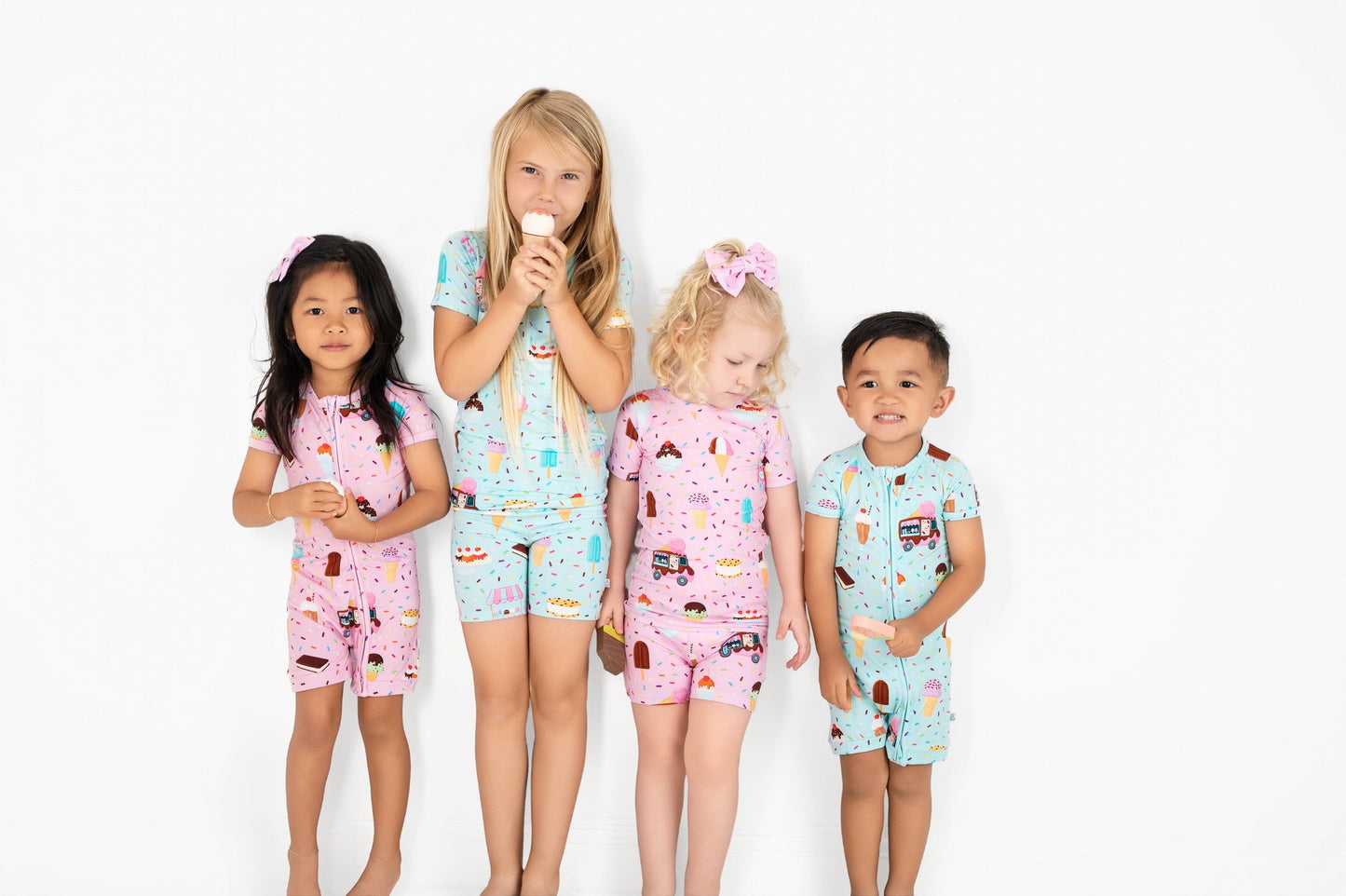 Strawberry Ice Cream | Bamboo Shorty Zipper Romper - Baby, Infant & Toddler