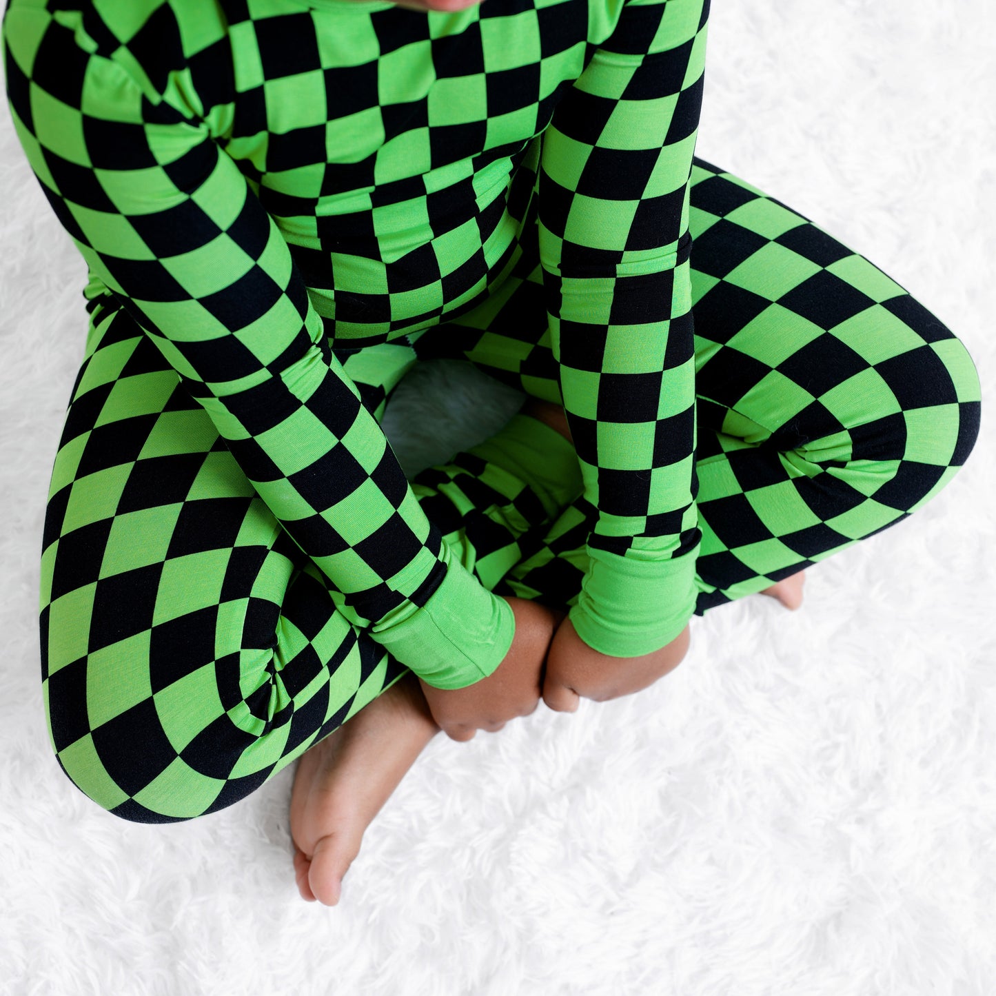 Green Checkers | Two-Piece Bamboo Long Sleeve Toddler & Kids Pajamas