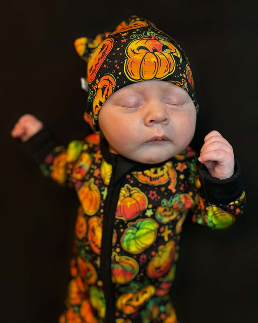 Halloween | Spooky Pumpkins | Bamboo Newborn Baby Knotted Hat