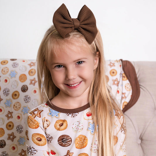 Christmas | Chocolate | Large Nylon Bow Headband