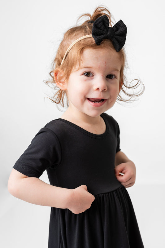 Black | Baby Girl Nylon Bow