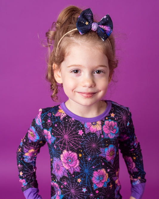 Halloween | Violet Webs | Baby Girl Nylon Bow