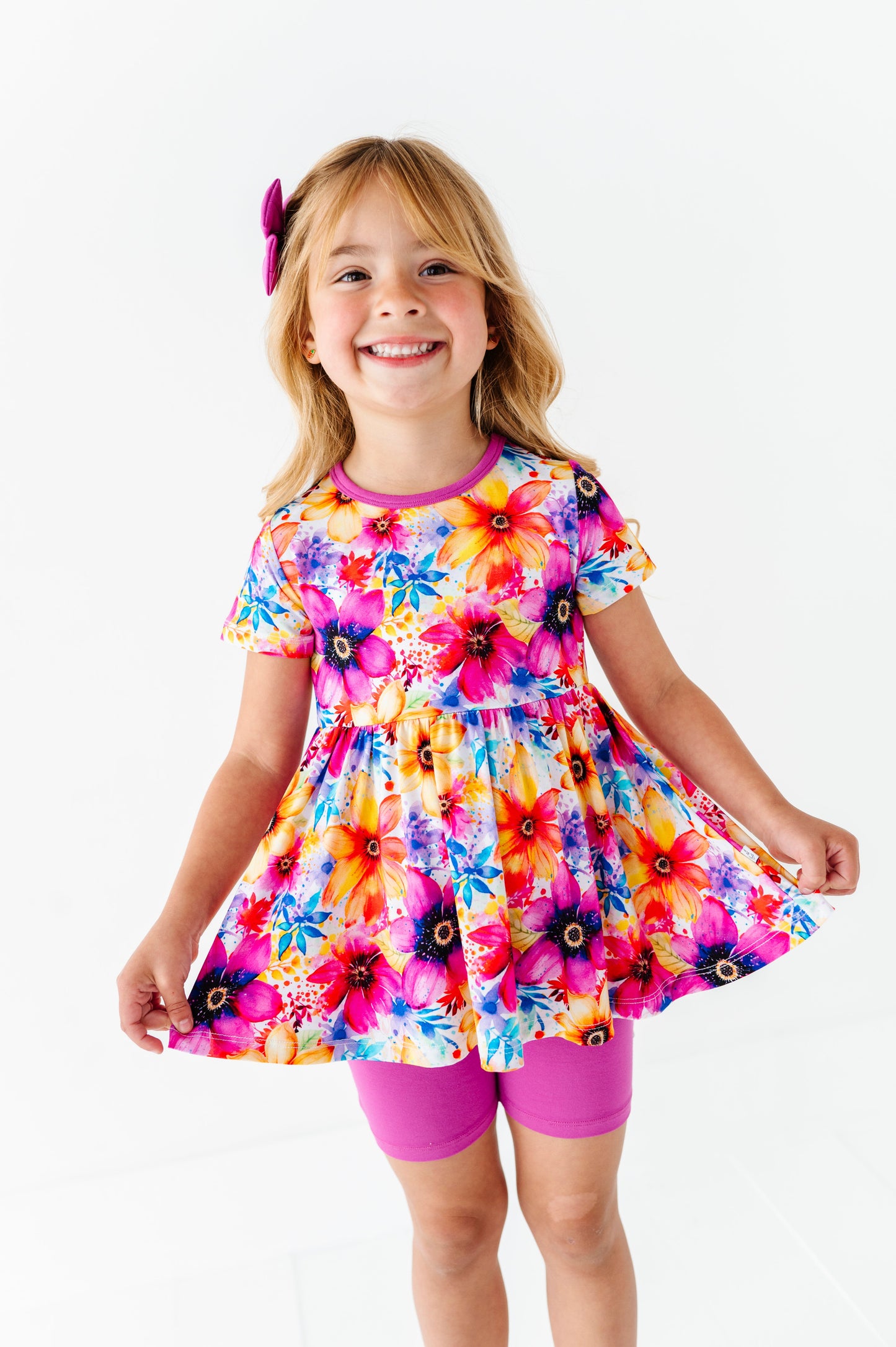 Painted Petals | Bamboo Peplum & Shorts Set