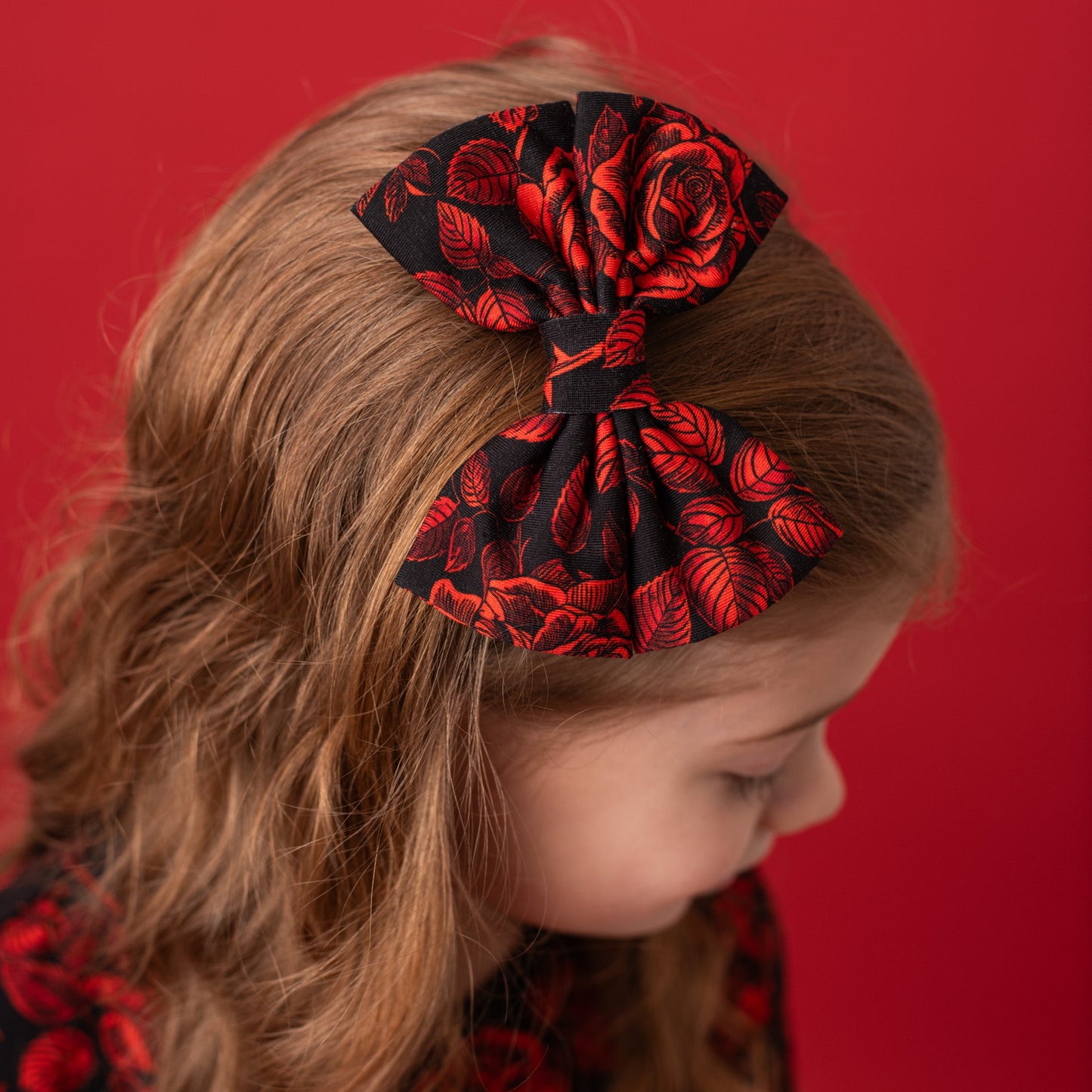 Midnight Roses | Large Clip Bow