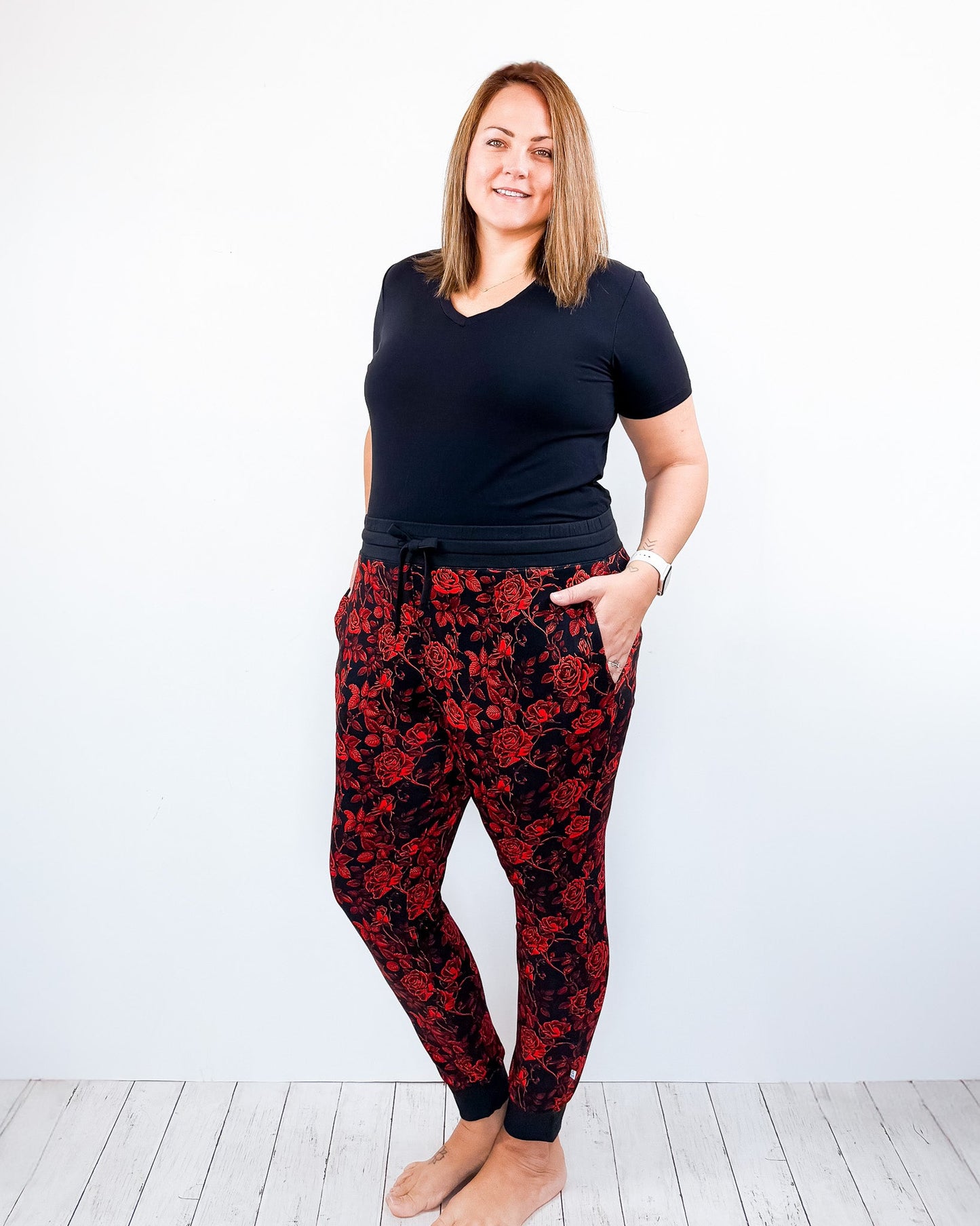 Midnight Roses | Women's Bamboo Joggers