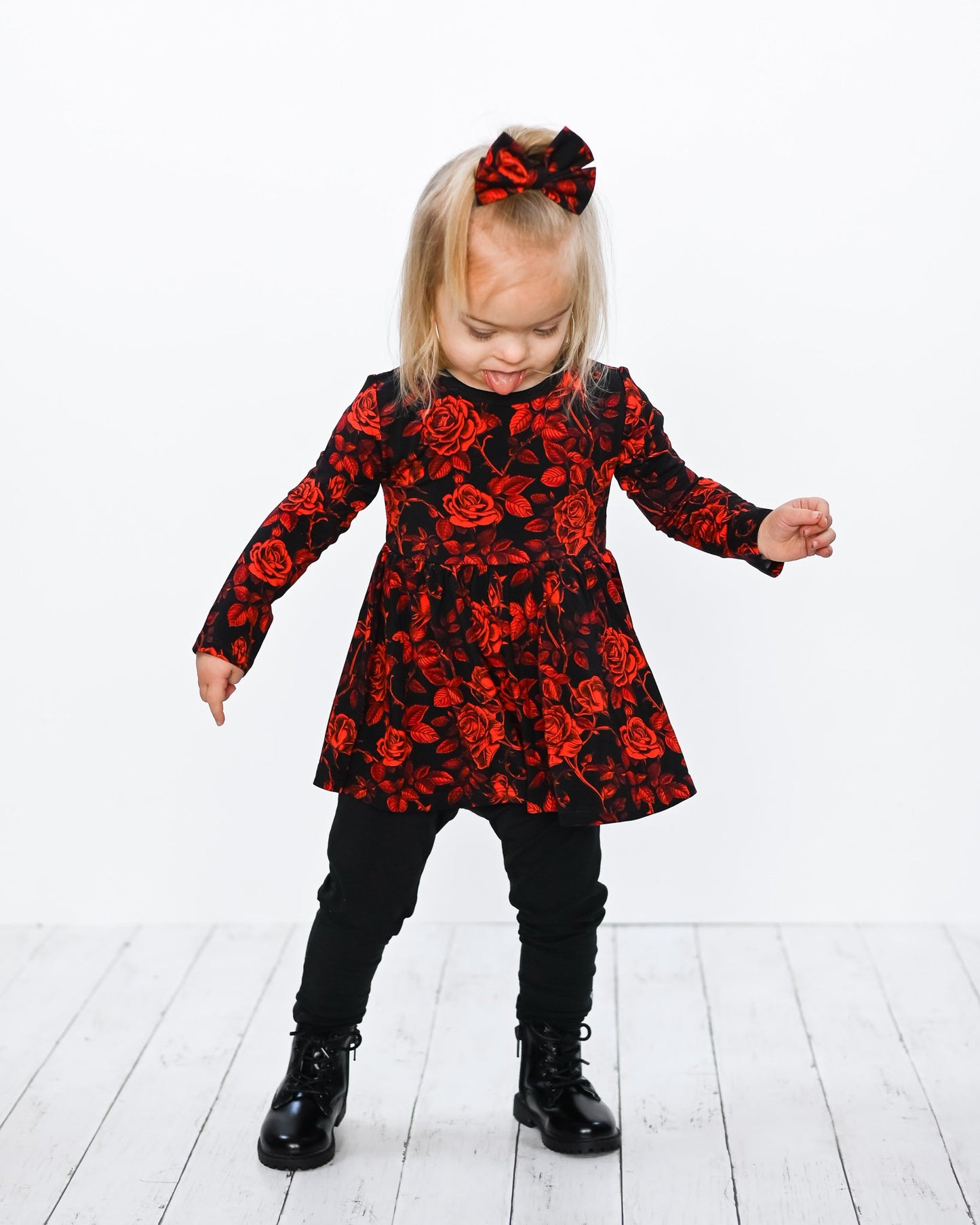 Midnight Roses | Bamboo Peplum & Leggings Set