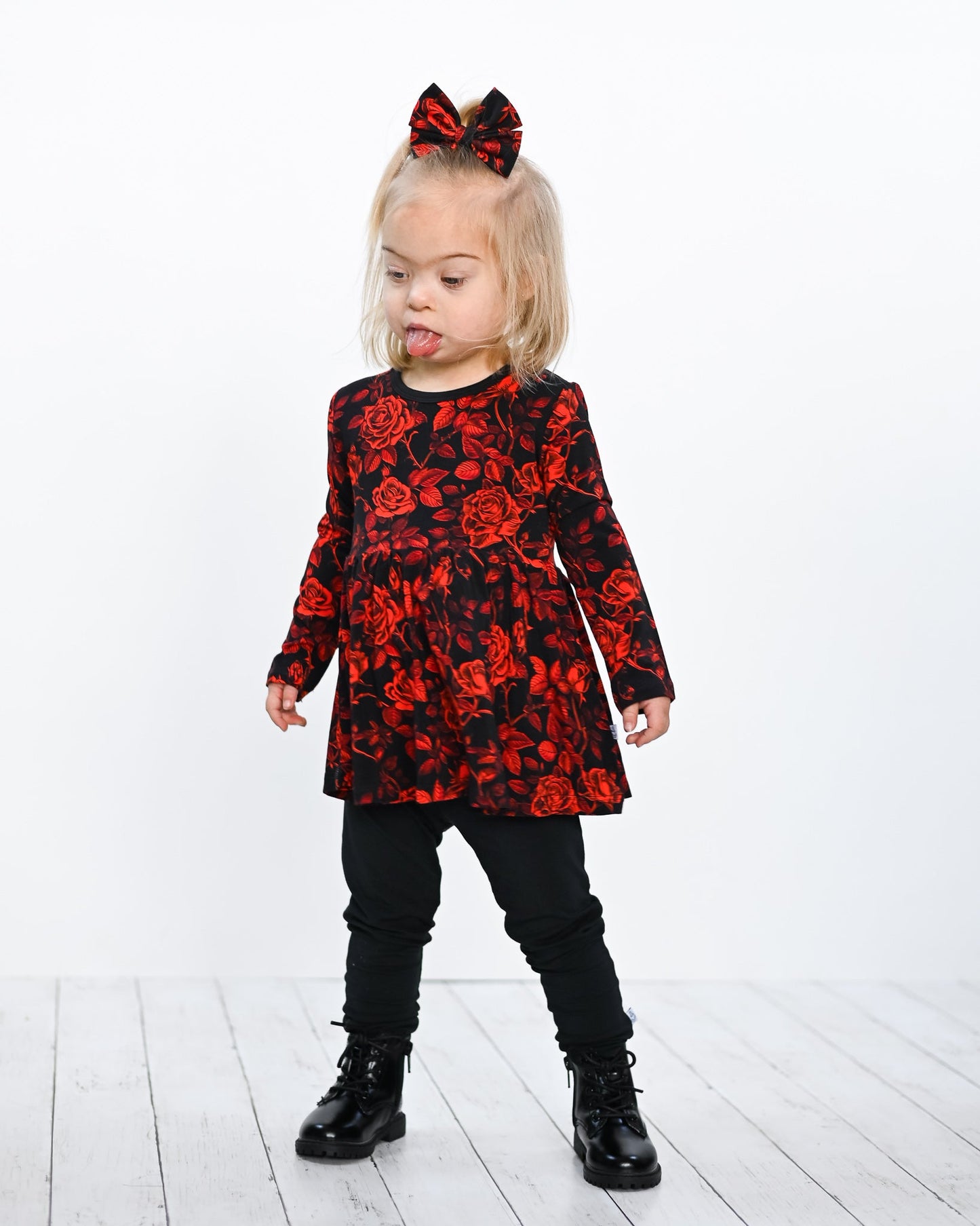 Midnight Roses | Bamboo Peplum & Leggings Set
