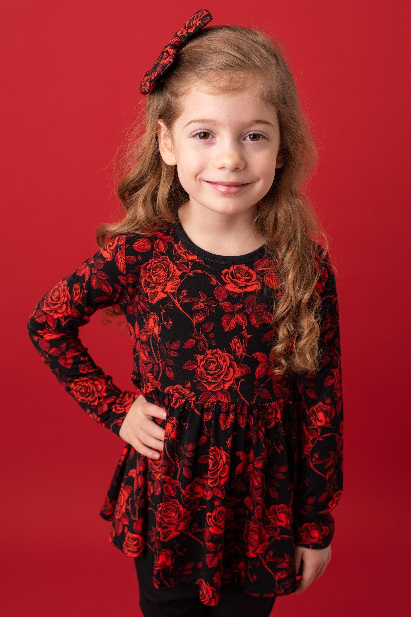 Midnight Roses | Large Clip Bow