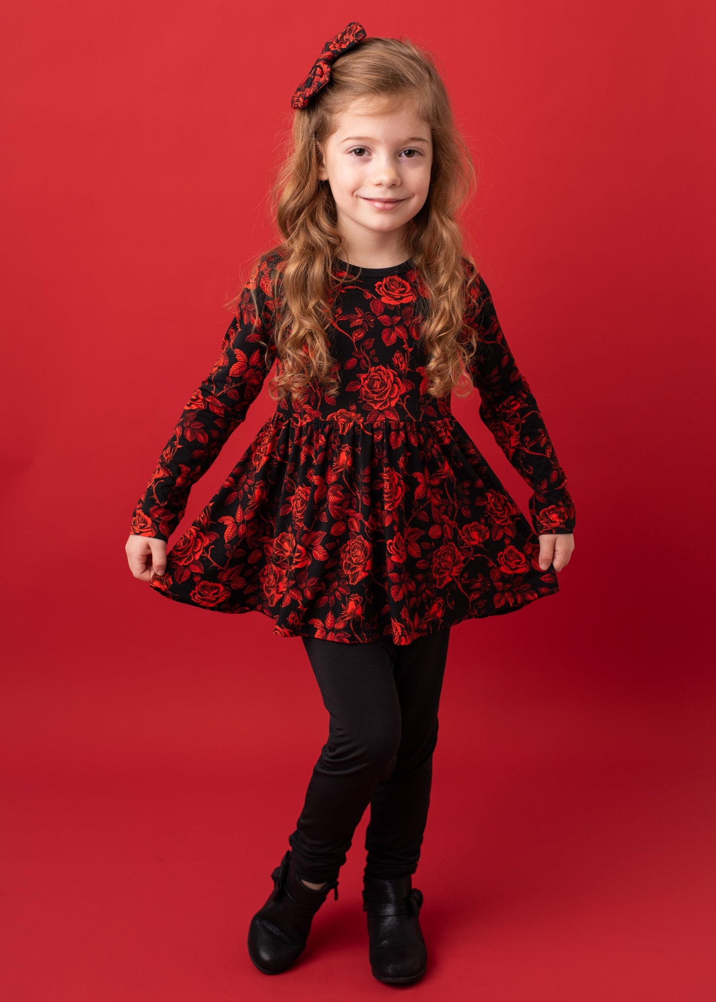 Midnight Roses | Bamboo Peplum & Leggings Set