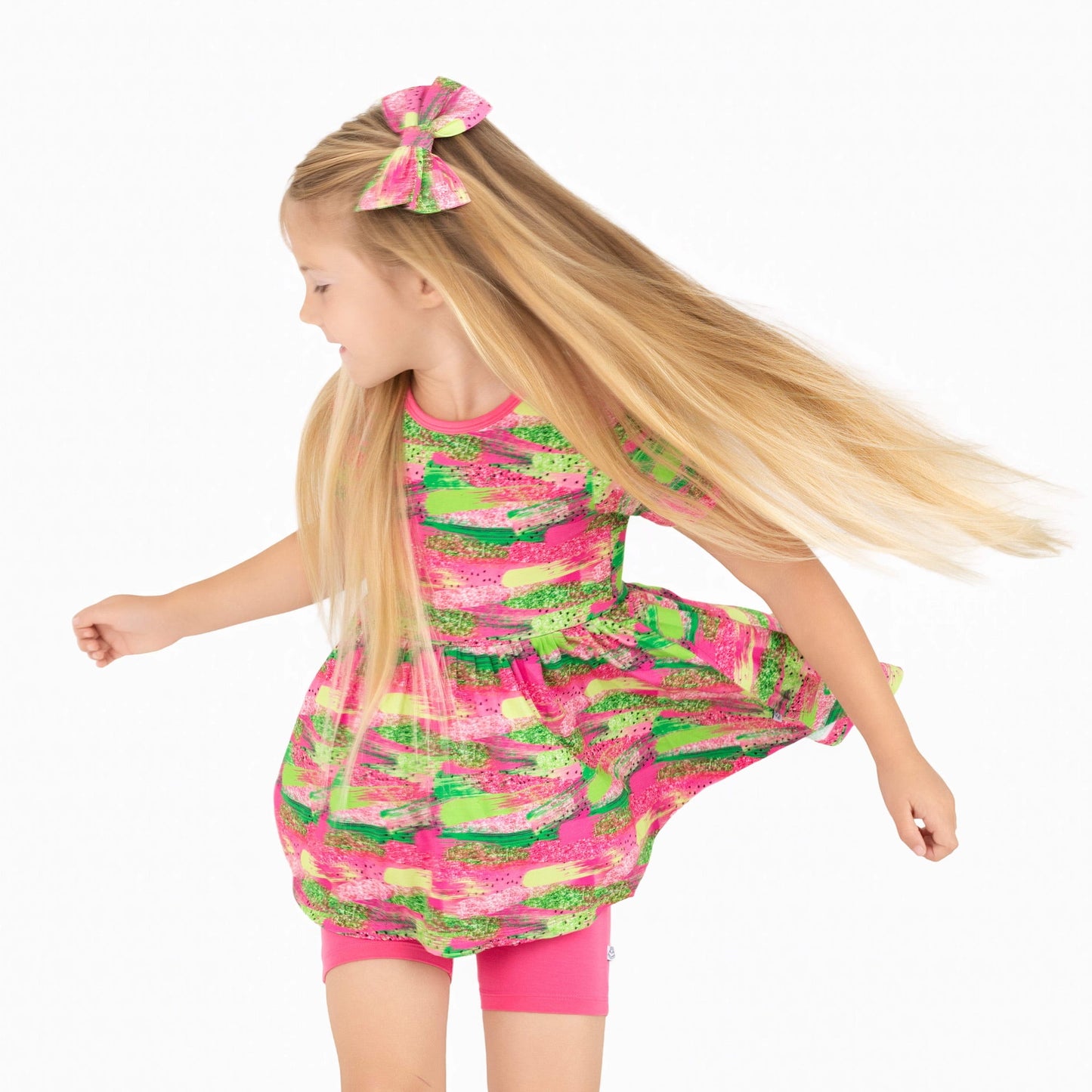 Watermelon Glitter | Bamboo Toddler & Girls Peplum Top & Shorts Set