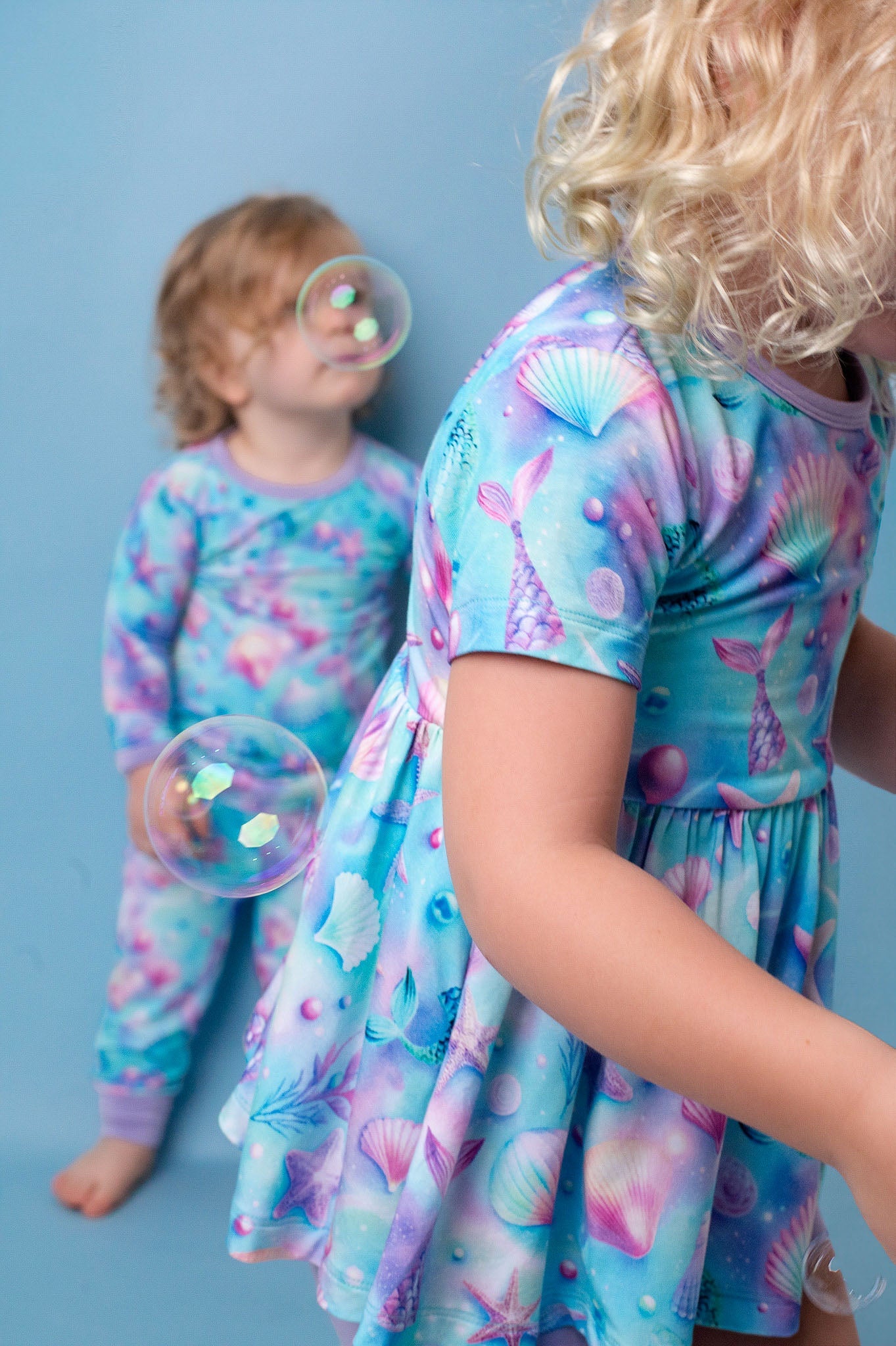 Magical Mermaid Shells | Bamboo Toddler & Girls Peplum Top & Shorts Set