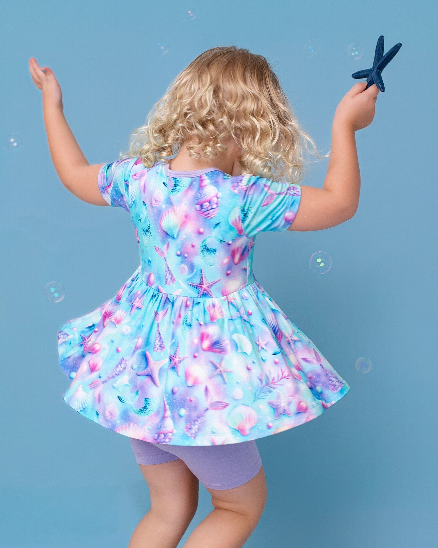 Magical Mermaid Shells | Bamboo Toddler & Girls Peplum Top & Shorts Set