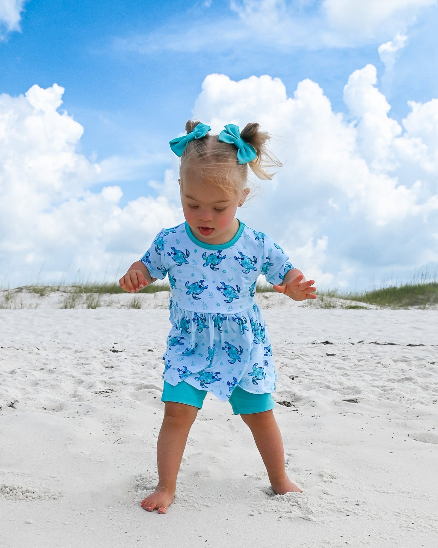 Sea Turtles | Bamboo Toddler & Girls Peplum Top & Shorts Set