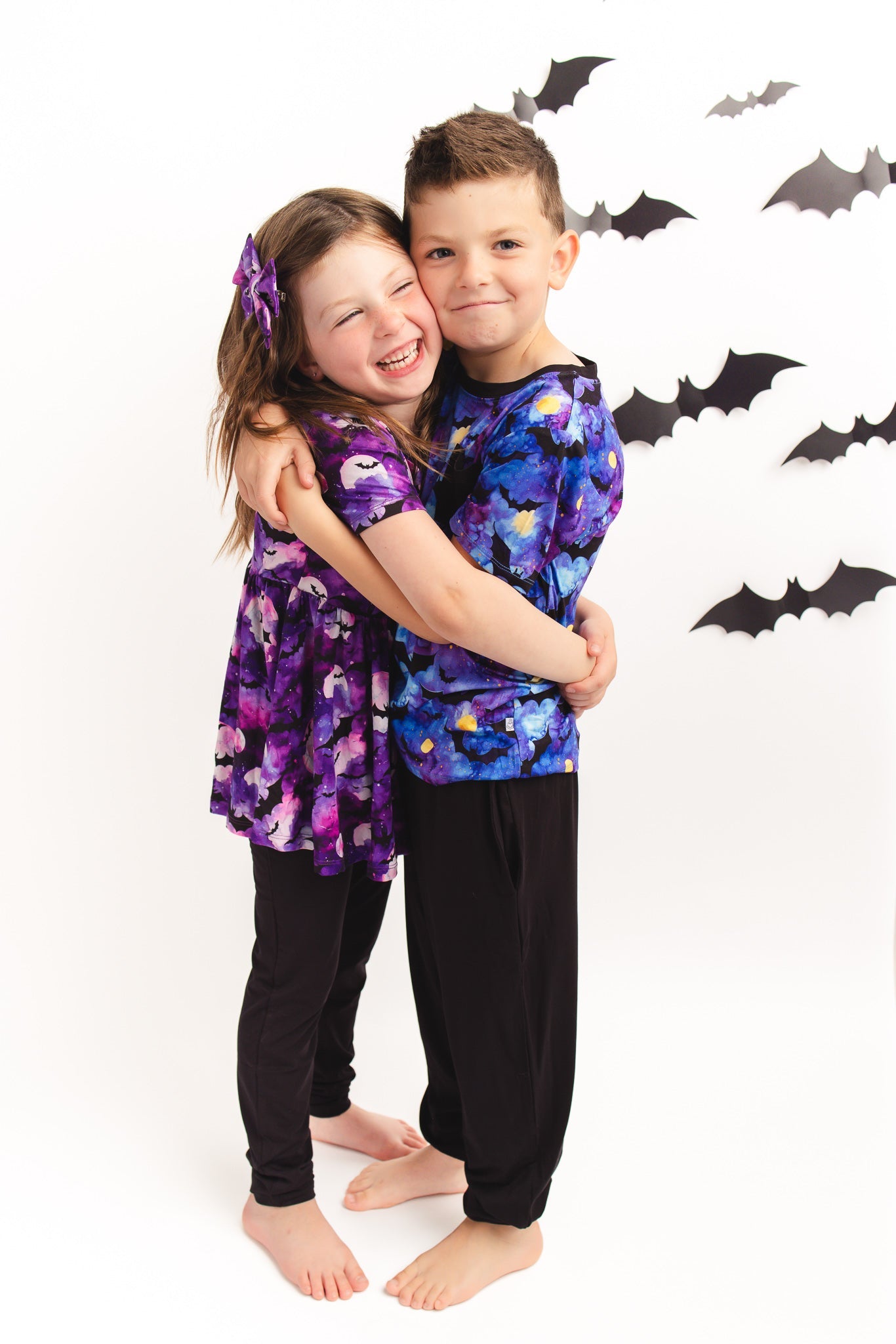 Halloween | Twilight Bats | Bamboo Toddler & Girls Peplum Top & Leggings Set