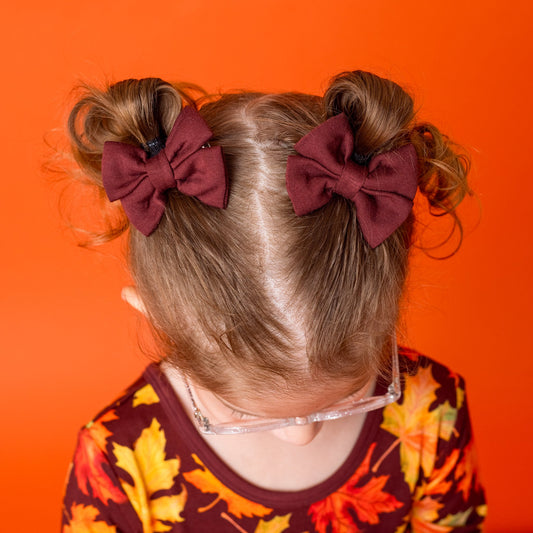 Ember | Bamboo Pigtail Clip on Bow Set
