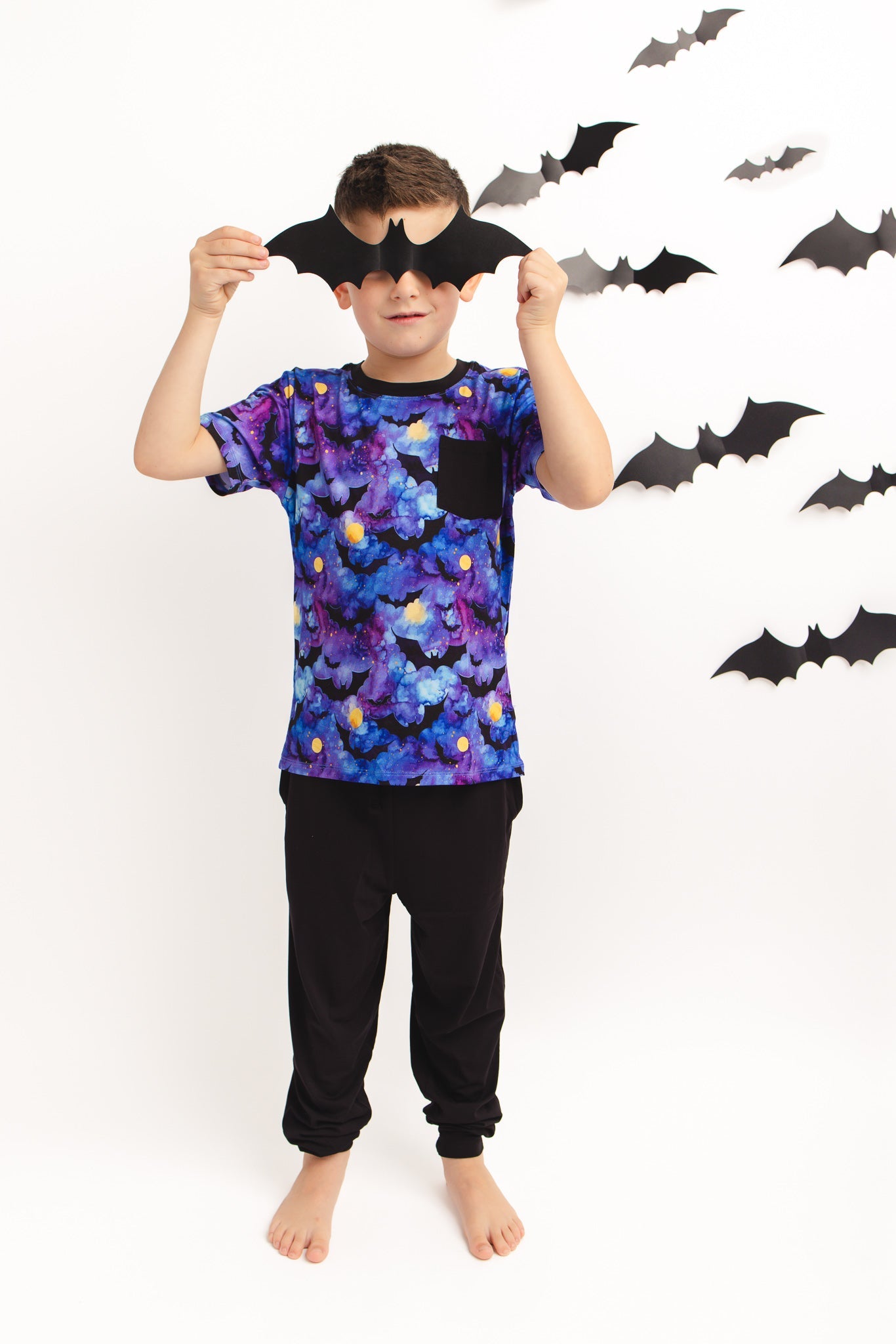 Halloween | Midnight Bats | Bamboo Toddler & Kids Pocket Tee & Jogger Pants Set