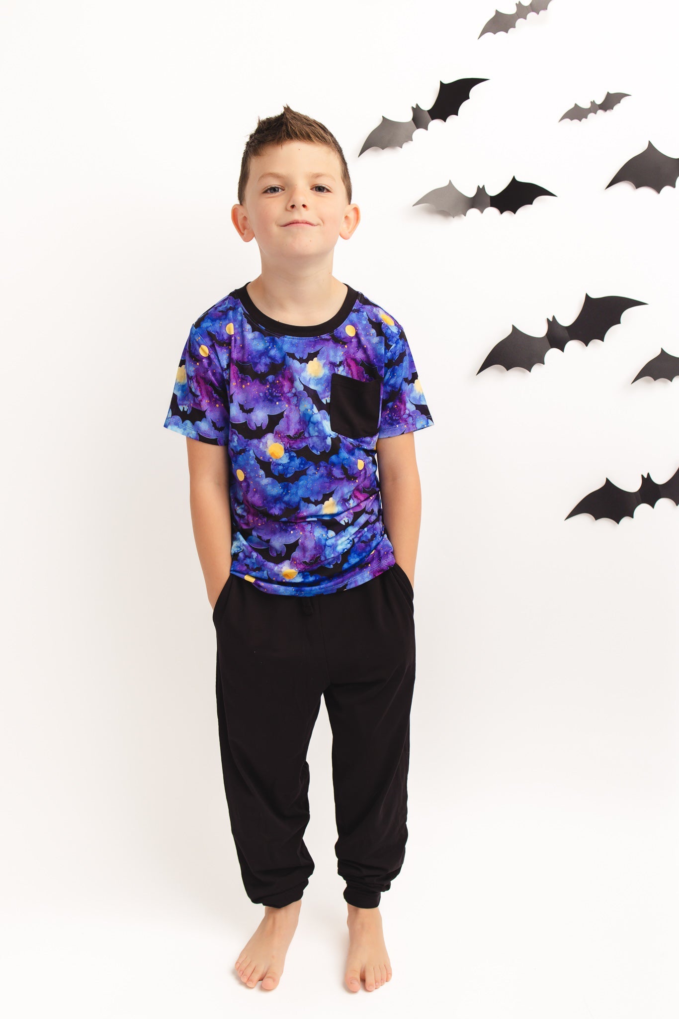 Halloween | Midnight Bats | Bamboo Toddler & Kids Pocket Tee & Jogger Pants Set