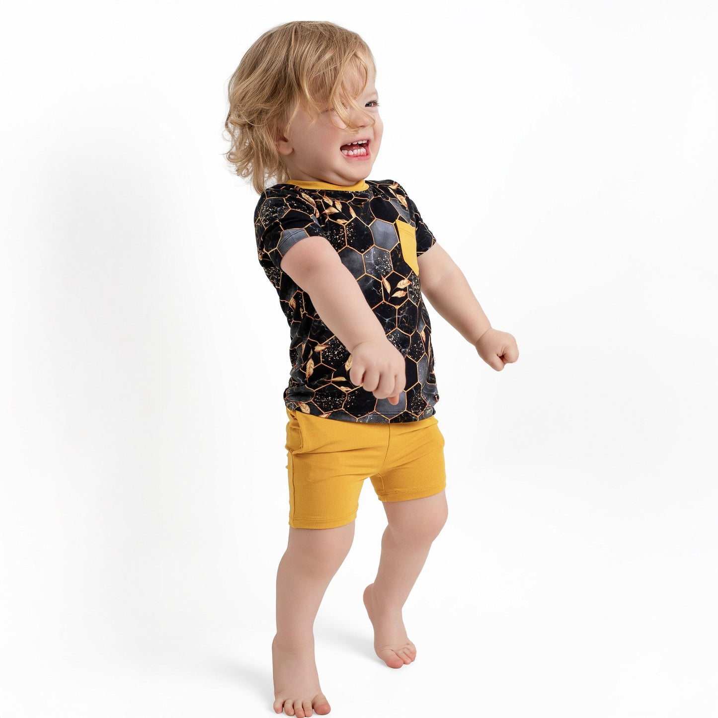 Midnight Honey | Bamboo Toddler & Kids Pocket Tee & Shorts Set